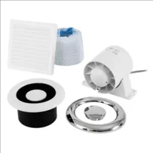 Xpelair Airline Inline Extract Fan with Timer, Ducting and Grilles