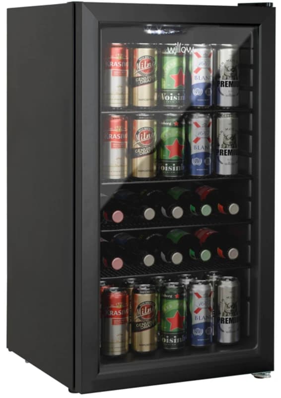 Willow Undercounter Drinks/Beer Fridge 98L With Triple Glazed Door - Black Unisex