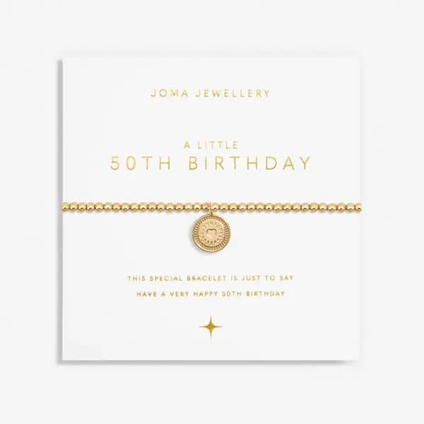 A Little 50th Birthday Gold Plated 17.5cm Stretch Bracelet 6991