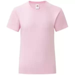 Fruit Of The Loom Girls Iconic T-Shirt (7-8 Years) (Light Pink)