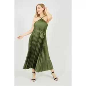 Yumi Pleated Midi Dress in Green - Green