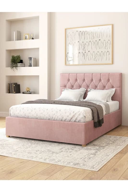 Aspire Aspire Olivier Electric Adjustable Bed Upholstered in Plush Velvet Fabric with Pocket Sprung Mattress UK Made in Light Pink Size: Single Ligh
