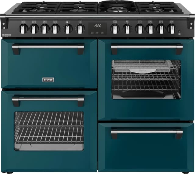 Stoves Richmond Deluxe 110DF 110cm wide Dual Fuel Range Cooker with Gas Hob - Deep Marine - A Rated