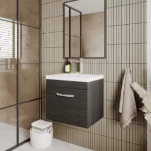 Nuie - Athena Wall Hung 1-Drawer Vanity Unit with Basin-1 500mm Wide - Charcoal Black