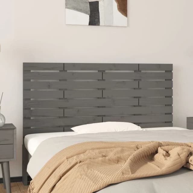 Vidaxl Wall Headboard Grey 126X3X63cm Solid Wood Pine, Grey 824730