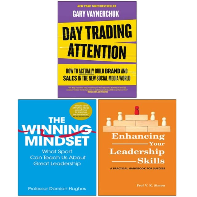 Day Trading Attention, The Winning Mindset, Enhancing Your Leadership Skills 3 Books Collection Set Gary Vaynerchuk & Damian Hughes & Prof. V.K.Simon