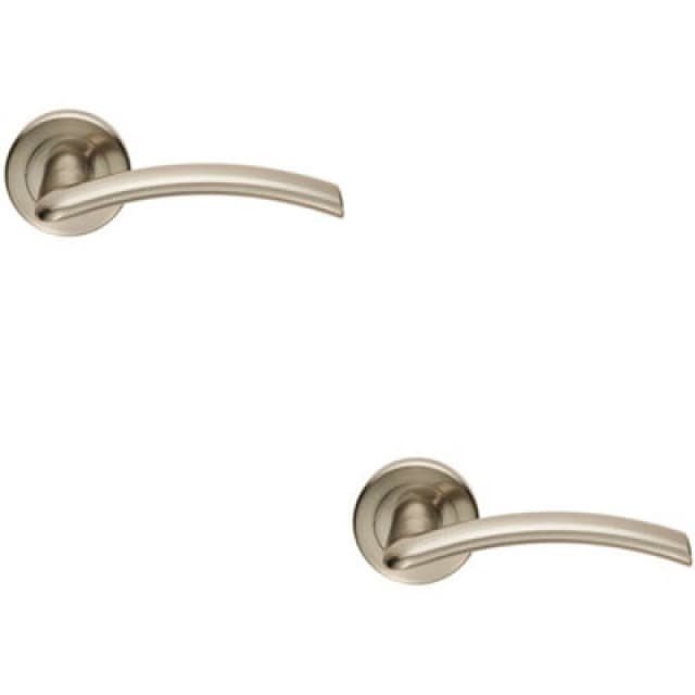 Loops 2x PAIR Flat Arched Style Handle on Round Rose Concealed Fix Satin Nickel Metallics