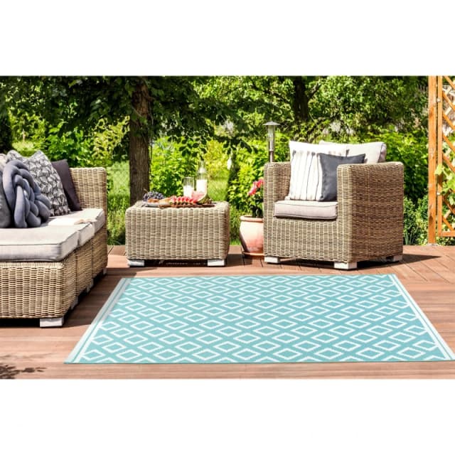 Rugstyle Summer Breeze Outdoor Rug in Aqua Size: 100cm x 150cm Aqua Unisex 100cm x 150 cm
