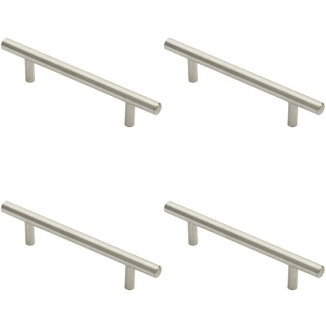 Loops 4x Round T Bar Pull Handle 146 x 10mm 96mm Fixing Centres Stainless Steel Metallics unisex