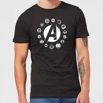Avengers Team Logo Mens T-Shirt - Black - 3XL - Black