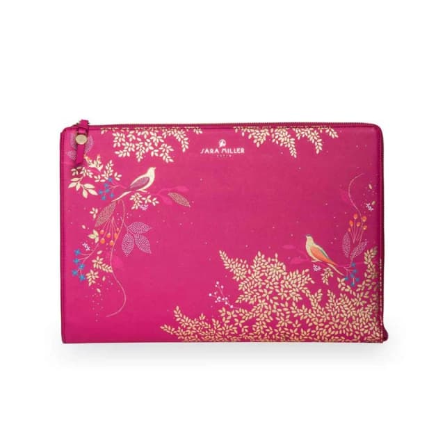 Sara Miller Large Tote Bag With Top Zip - Playing Birds Large Tote Bag With Top Zip - Playing Birds - 29(h) x 50(w) x 17(d) cm - Smokey Blue Birds - S