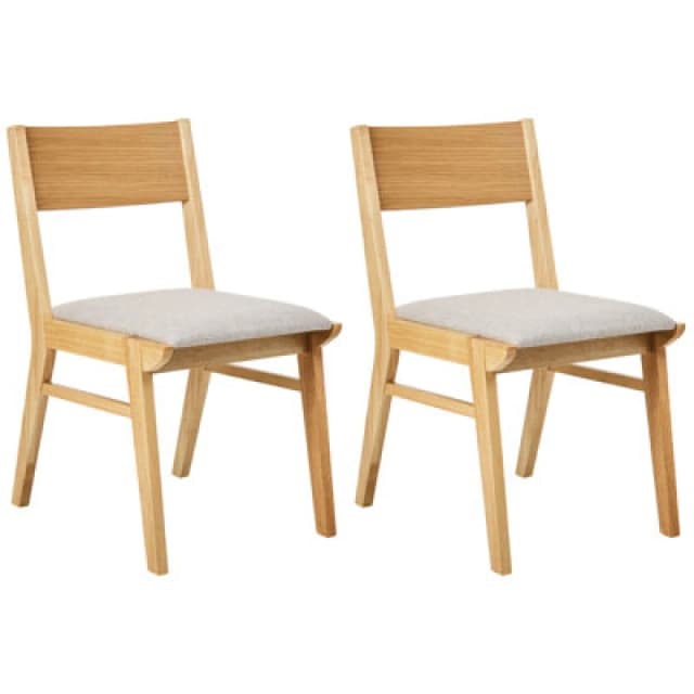 Beliani Set Of 2 Dining Chairs Enola Wood Light Grey