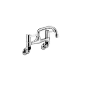 Bristan - Value Lever Chrome Wall Mounted Bridge Kitchen Sink Mixer Tap with Ceramic Disc Valves - VAL2-WMSNK-C-CD - Chrome