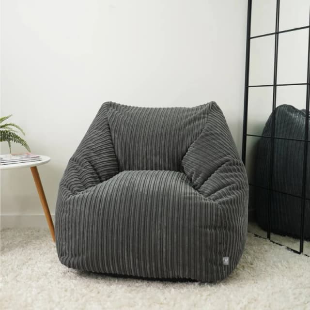 Rucomfy Fabric Jumbo Cord Snuggle Chair Beanbag - Slate Grey
