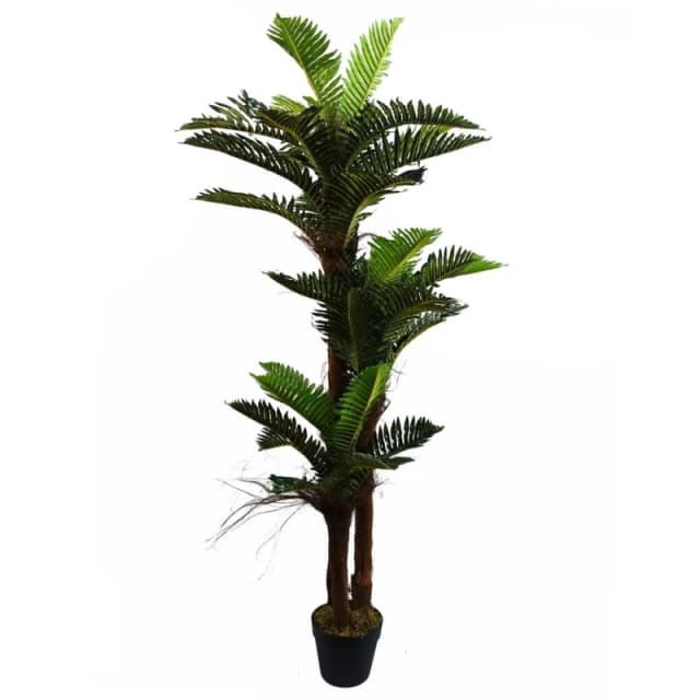 Leaf Artificial Large Palm Tree with Natural Trunk 150cm - Realistic plant by Botanik Green