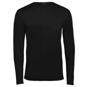 Tee Jays Mens Interlock Long Sleeve T-Shirt (2XL) (Black)