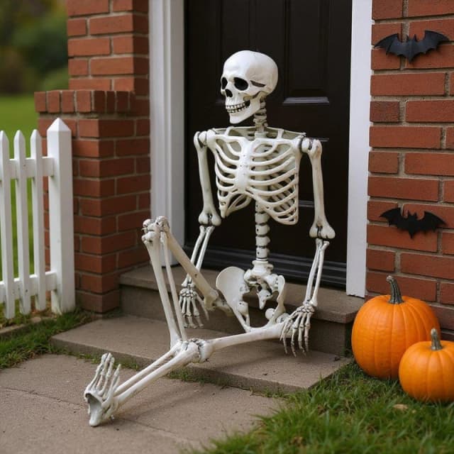 LIFE IDEAS Realistic Skeleton Prop Decoration Posable Joints Distressed Whit unisex One size