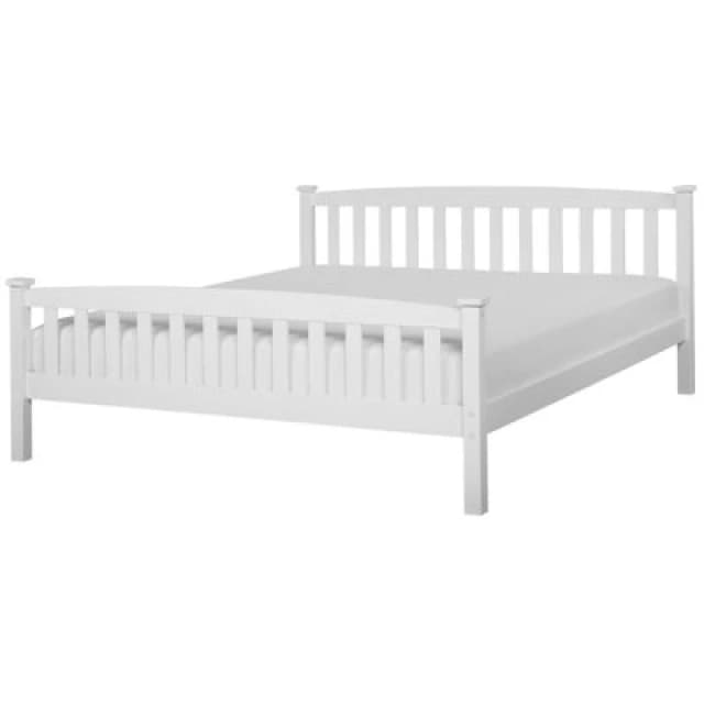 Beliani Bed Pine Wood Giverny 180 X 200 Cm (Eu Super King) White