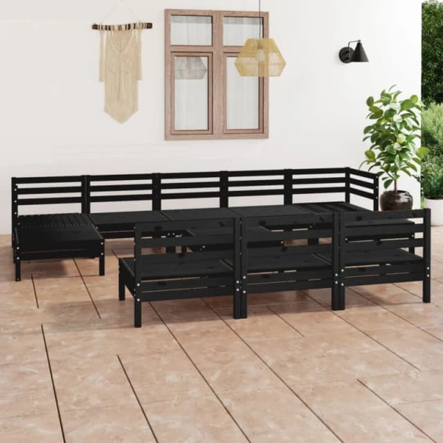 VIDAXL 11 Piece Garden Lounge Set Black Solid Wood Pine Vidaxl 8720286691281