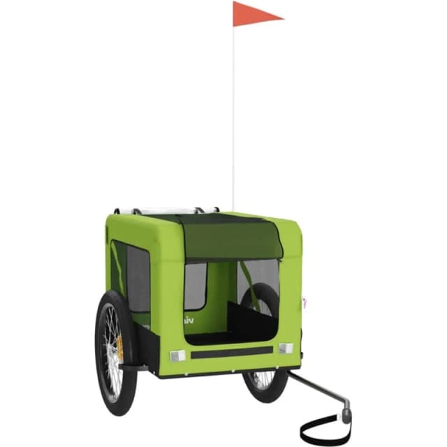 vidaXL Pet Bike Trailer Green and Black Oxford Fabric and Iron, Green 93927