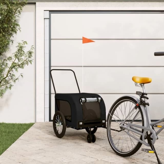 vidaXL Pet Bike Trailer Black Oxford Fabric and Iron, Black 94024