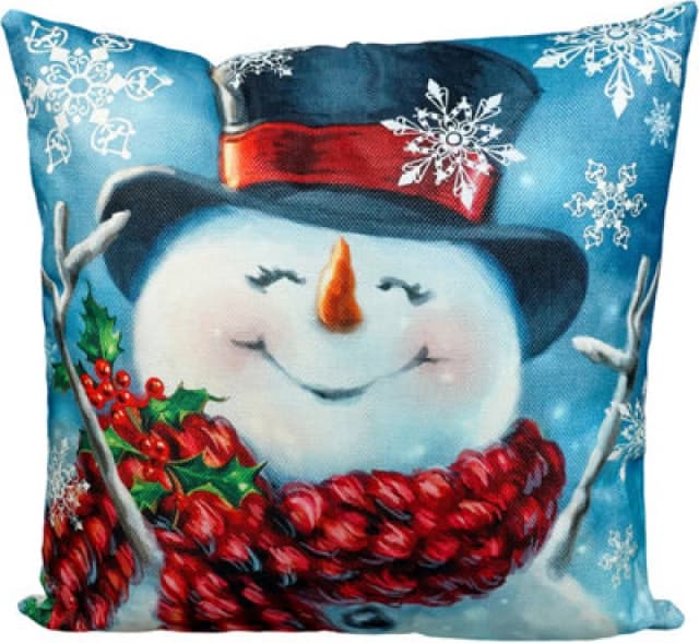 Netagon Happy Snowman Design Christmas Themed Cushion 45X45CM in White Size: 45X45cm White Unisex 45X45 cm