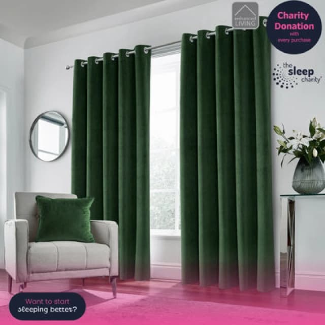 Enhanced Living Hampton Velvet Curtain Green 117 x 137cm YK67618