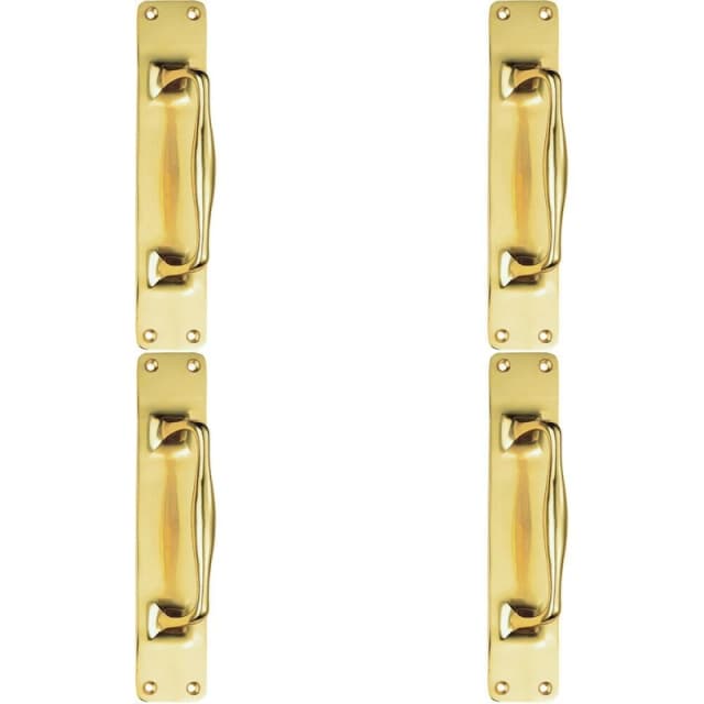 Loops 4x One Piece Door Pull Handle on Backplate 297mm Length Polished Brass Metallics unisex