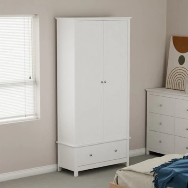 Core Nairn White 2 Door 1 Drawer Wardrobe