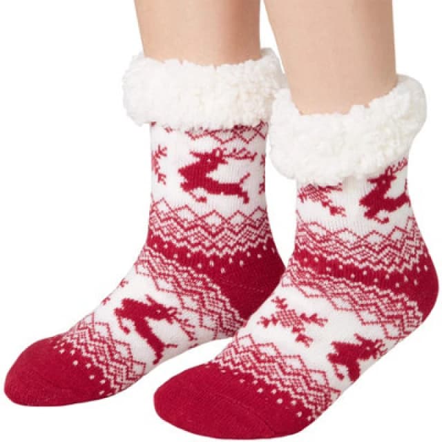 Tectake Fluffy Socks With Reindeer Red/white 35-38 - 303479