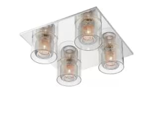 Laure 4 Light Glass Chrome Flush Ceiling Light