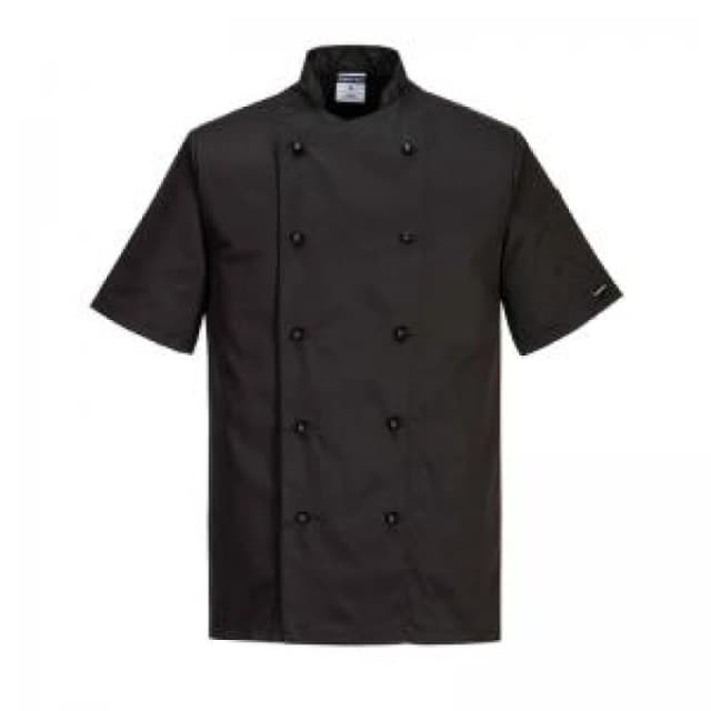 Portwest Kent Mens Chefs Short Sleeve Jacket C734BKRXXXL Colour: Black