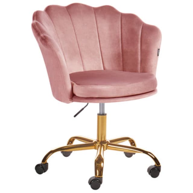 Beliani Desk Chair Monticello Velvet Pink