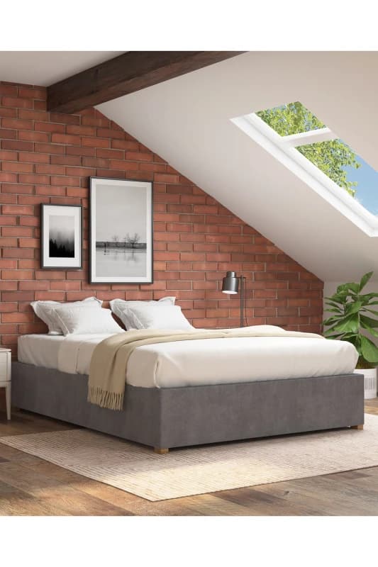 Aspire Furniture Aspire Platform Ottoman Bed, Flat Packed Frame, Plush Steel, Size Superking MFP111305