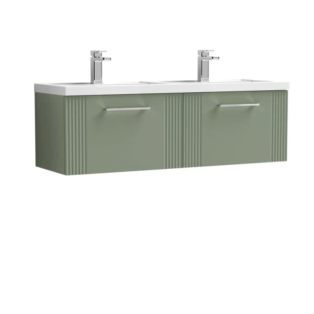 Balterley 2 Drawer Wall Hung Vanity Unit Polymarble Basin Green 1200mm Green