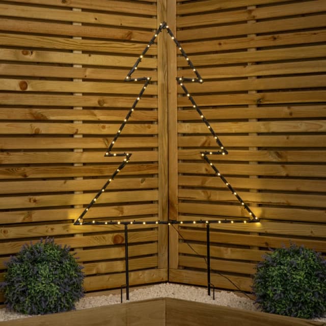 73cm x 80cm Light up Dewdrop Metal Christmas Tree with Garden Stake & Warm White LEDs