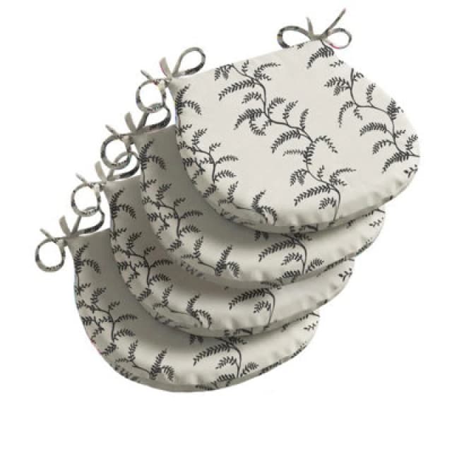 Luxury Living Linen Fern Outdoor D Shaped Seat Pad in Grey Size: 4 Pack Grey Unisex 4 Pack