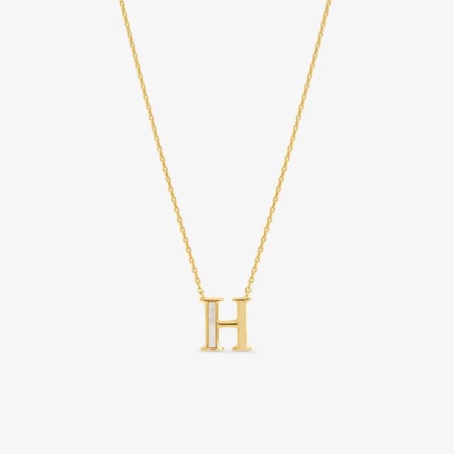 Inicio 14K Real Gold Plated Pearl Initial Pendant - H Gold female One Size