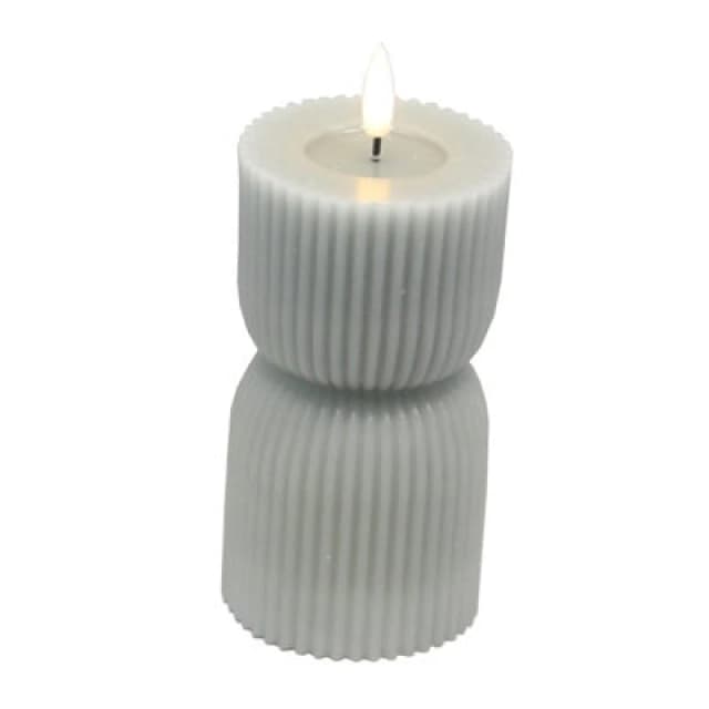 Luxe Collection Natural Glow 2.75X6 Grey Carved LED Candle