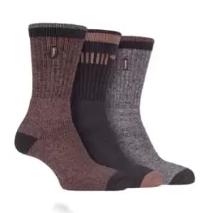 Jeep 3 Pack Boot Socks Mens - Brown