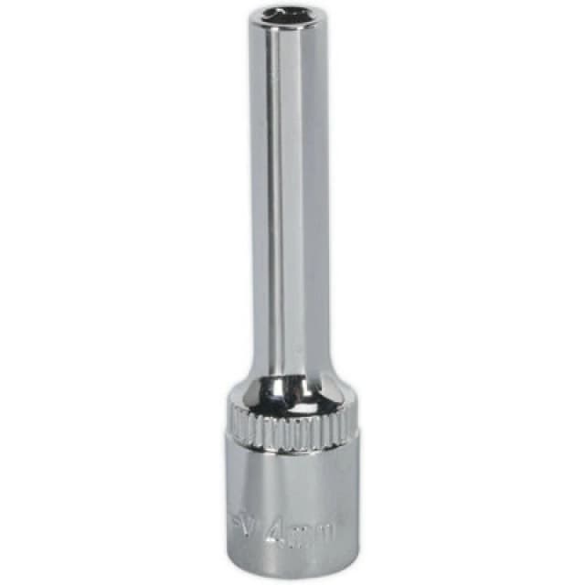 Loops 4mm Forged Steel DEEP Drive Socket - 1/4" Square Drive Polished Chrome Vanadium Metallics