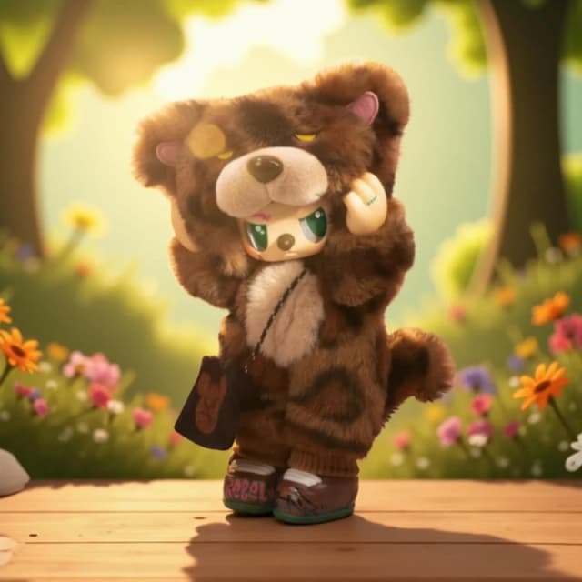 Rebel Bear Series Find A Bag Blind Bag Plush Toy Figures Colorful Anime Style Collectible Dolls with Animal Costumes Vinyl Action Toy Multiple Charact