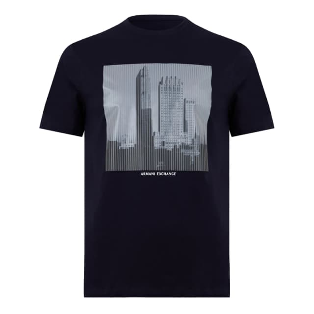 Armani Exchange Skyscraper Cotton-Jersey T-Shirt - XL Blue Tops male 3DZTHU-ZJH4Z-15CX XL