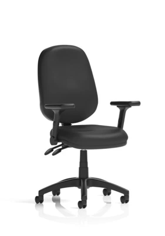 Eclipse Eclipse Plus II Lever Task Operator Chair Black Bonded Leather With Height Adjustable And Folding Arms DE02LTHFD