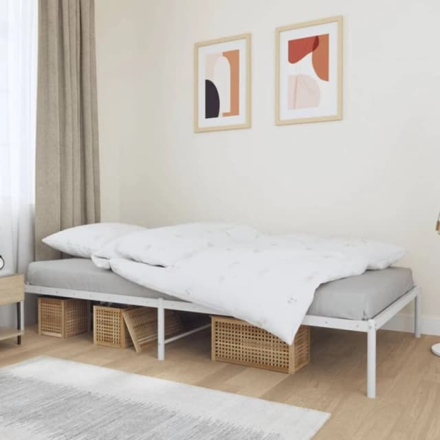 Vidaxl Metal Bed Frame White 100X200 Cm, White 350908