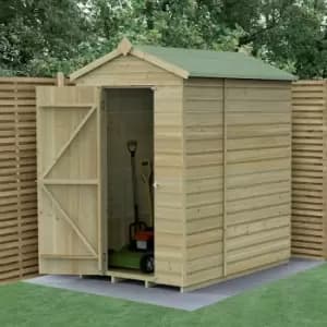 6' x 4' Forest Beckwood 25yr Guarantee Shiplap Windowless Apex Wooden Shed - Natural Timber