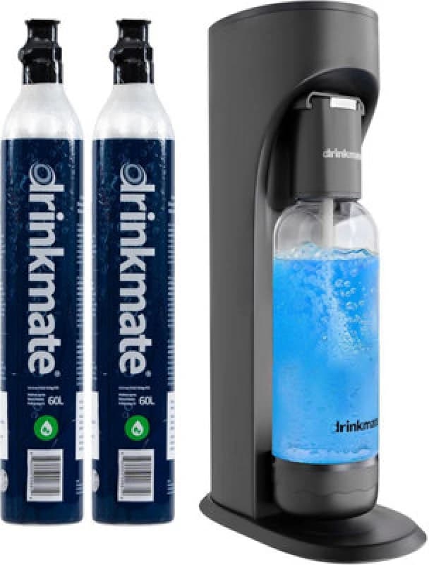 Drinkmate Omnifizz Sparkling Water Soda Maker With 2X 60L Co2 Cylinders, Matt Black