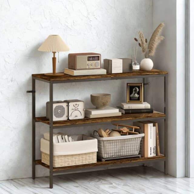 FURNOS 3 Tier Console Table For Entryway Hallway Rustic Brown Brown Unisex