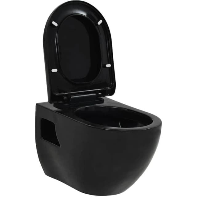 VIDAXL Wall-Hung Toilet Ceramic Black Vidaxl 143023