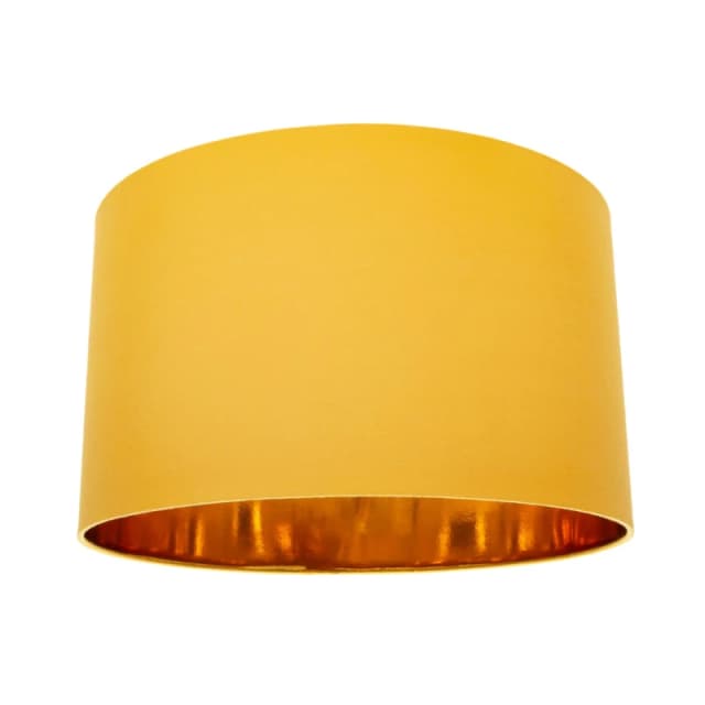 Happy Homewares Contemporary Cotton Lamp/Light Shade with Shiny Paper Inner in Mustard Size: 14" Mustard Unisex 14"